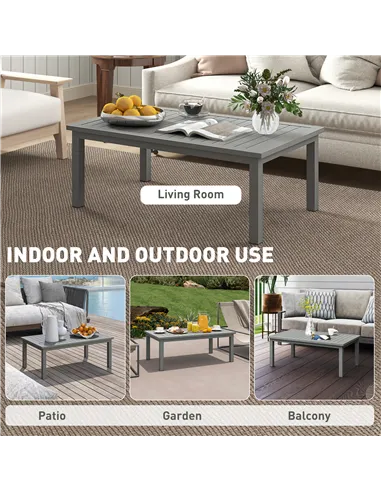 Outsunny 100cm x 60cm Aluminium Outdoor Coffee Table - Grey