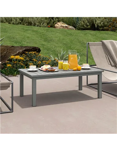 Outsunny 100cm x 60cm Aluminium Outdoor Coffee Table - Grey