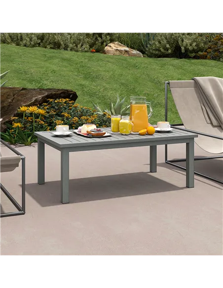 Outsunny 100cm x 60cm Aluminium Outdoor Coffee Table - Grey