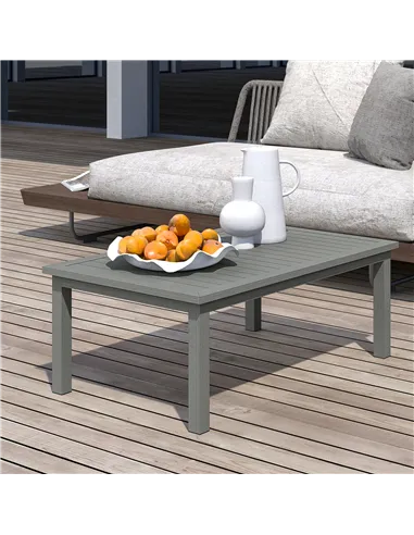Outsunny 100cm x 60cm Aluminium Outdoor Coffee Table - Grey