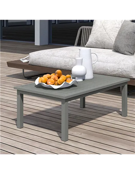 Outsunny 100cm x 60cm Aluminium Outdoor Coffee Table - Grey