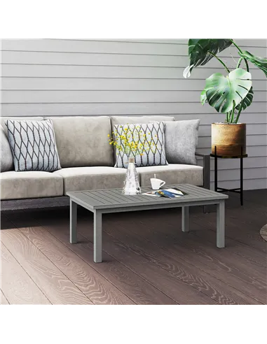 Outsunny 100cm x 60cm Aluminium Outdoor Coffee Table - Grey