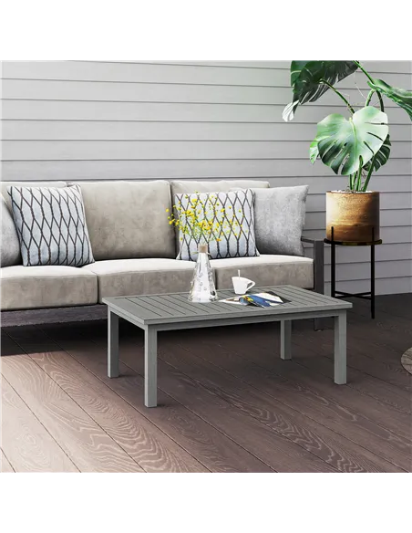 Outsunny 100cm x 60cm Aluminium Outdoor Coffee Table - Grey