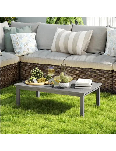Outsunny 100cm x 60cm Aluminium Outdoor Coffee Table - Grey