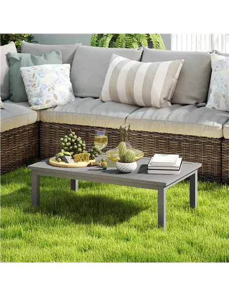 Outsunny 100cm x 60cm Aluminium Outdoor Coffee Table - Grey