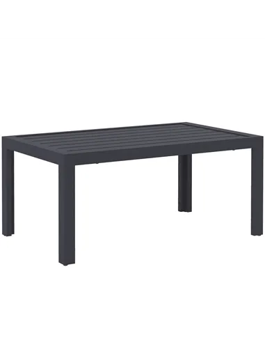 Outsunny Outdoor Side Table, Rectangular Patio Coffee Side Table with Steel Frame and Slat Tabletop for Garden, Balcony, Grey