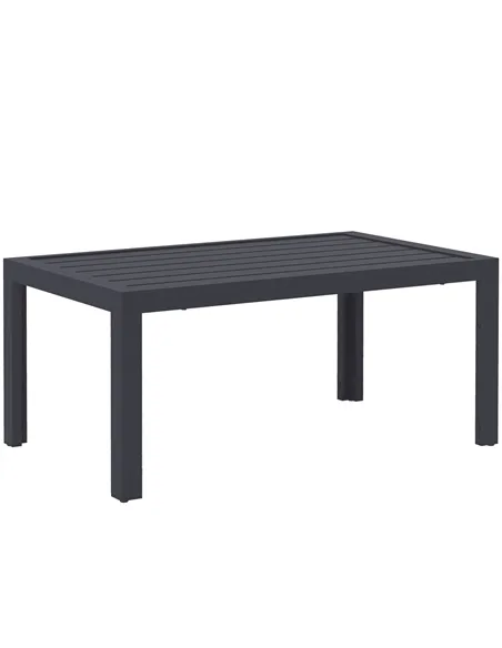 Outsunny Outdoor Side Table, Rectangular Patio Coffee Side Table with Steel Frame and Slat Tabletop for Garden, Balcony, Grey