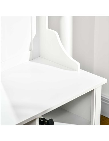 HOMCOM Hallway Furniture Set Shoe Bench Storage Mirror Cabinet Coat Rack Multiple Cubes Hangers Organiser Shelves w/ 4 Hooks