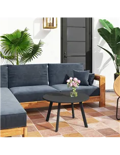 Outsunny 70cm Round Coffee Table, Outdoor Garden Table with Non-Slip Foot Pads and Metal Frame for Garden, Terrace, Balcony, Liv 2