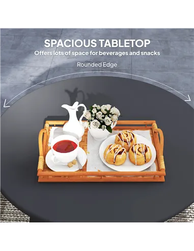 Outsunny 70cm Round Coffee Table, Outdoor Garden Table with Non-Slip Foot Pads and Metal Frame for Garden, Terrace, Balcony, Liv