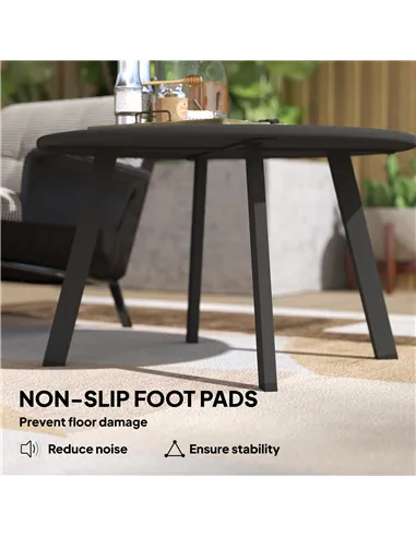 Outsunny 70cm Round Coffee Table, Outdoor Garden Table with Non-Slip Foot Pads and Metal Frame for Garden, Terrace, Balcony, Liv