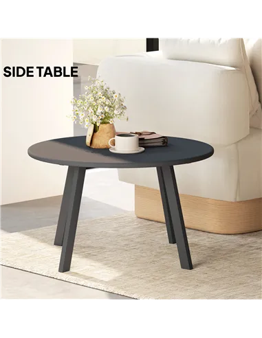 Outsunny 70cm Round Coffee Table, Outdoor Garden Table with Non-Slip Foot Pads and Metal Frame for Garden, Terrace, Balcony, Liv