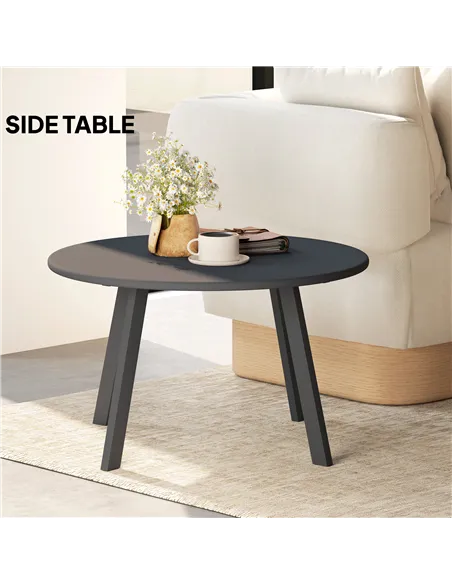 Outsunny 70cm Round Coffee Table, Outdoor Garden Table with Non-Slip Foot Pads and Metal Frame for Garden, Terrace, Balcony, Liv