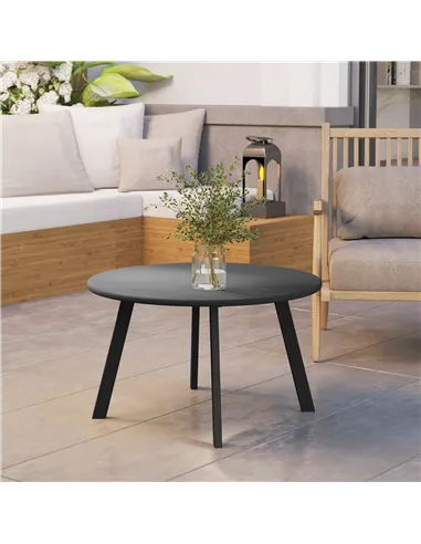 Outsunny 70cm Round Coffee Table, Outdoor Garden Table with Non-Slip Foot Pads and Metal Frame for Garden, Terrace, Balcony, Liv