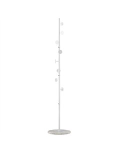 HOMCOM Coat Rack Free Standing Hall Tree with 8 Round Disc Hooks for Clothes, Hats,Purses, Steel Entryway Coat Stand with Marble