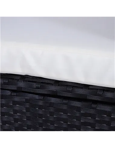 Outsunny 3 Pieces Rattan Bistro Set, Wicker Garden Furniture Set with 2-Tier Coffee Table and Chairs, Cushions, for Outdoor Pati