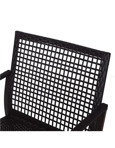 Outsunny Rattan Bistro Set, 3 Pieces Wicker Garden Furniture Set with Rocking Chairs and Round Glass Top Coffee Table, Small Bal