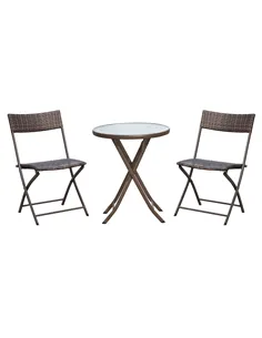 Outsunny 2 Seater Wicker Rattan Bistro Set-Brown