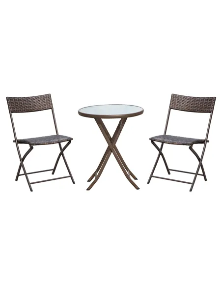 Outsunny 2 Seater Wicker Rattan Bistro Set-Brown