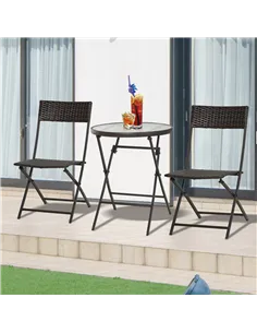 Outsunny 2 Seater Wicker Rattan Bistro Set-Brown 2