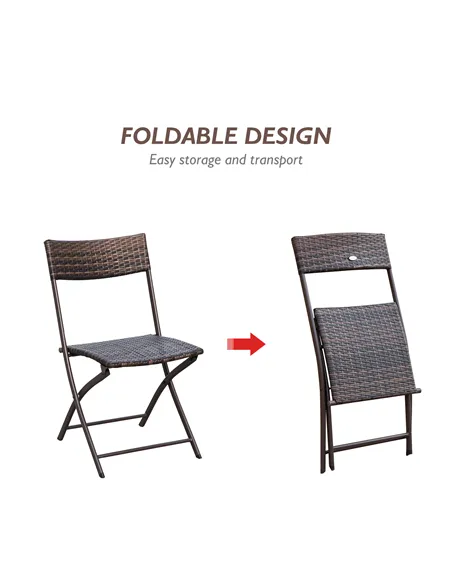 Outsunny 2 Seater Wicker Rattan Bistro Set-Brown