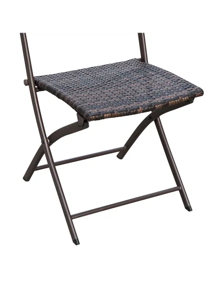 Outsunny 2 Seater Wicker Rattan Bistro Set-Brown