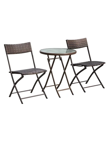 Outsunny 2 Seater Wicker Rattan Bistro Set-Brown