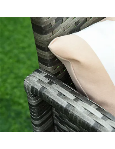 Outsunny 3 Pieces Rattan Bistro Set, Wicker Garden Furniture Set, Glass Top 2-tier Coffee Table and Chairs Set with Pillows and 