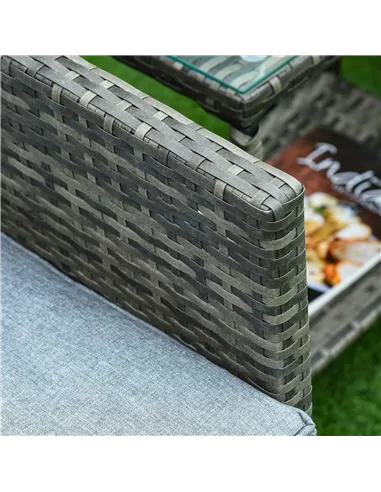 Outsunny 3 Pieces Rattan Bistro Set, Wicker Garden Furniture Set, Glass Top 2-tier Coffee Table and Chairs Set with Pillows and 