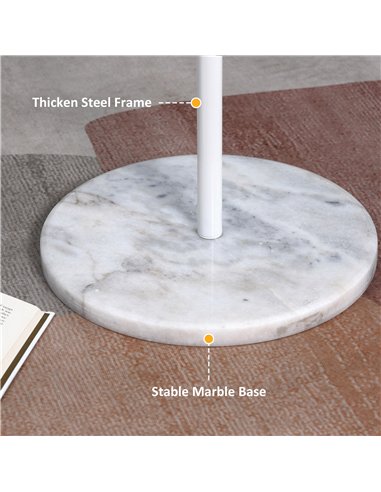 HOMCOM Coat Rack Free Standing Hall Tree with 8 Round Disc Hooks for Clothes, Hats,Purses, Steel Entryway Coat Stand with Marble