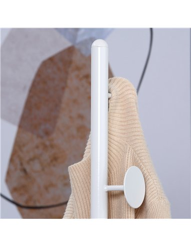 HOMCOM Coat Rack Free Standing Hall Tree with 8 Round Disc Hooks for Clothes, Hats,Purses, Steel Entryway Coat Stand with Marble