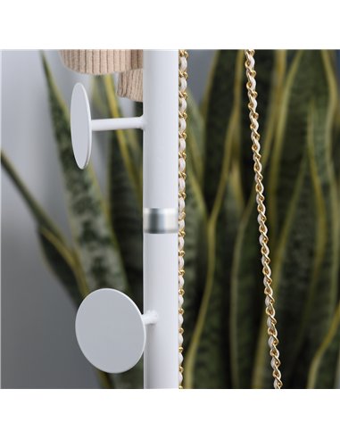 HOMCOM Coat Rack Free Standing Hall Tree with 8 Round Disc Hooks for Clothes, Hats,Purses, Steel Entryway Coat Stand with Marble