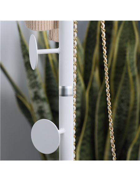 HOMCOM Coat Rack Free Standing Hall Tree with 8 Round Disc Hooks for Clothes, Hats,Purses, Steel Entryway Coat Stand with Marble