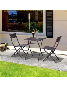 Outsunny 2-Seater Rattan Bistro Set: 1 x table, 2 x chairs-Brown 2