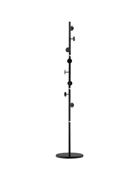 HOMCOM Coat Rack Free Standing Hall Tree with 8 Round Disc Hooks for Clothes, Hats,Purses, Steel Entryway Coat Stand with Marble