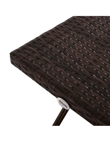Outsunny Folding Rattan Garden Coffee Table, Small Square Outdoor Bistro Side Table with Rattan Top for Patio, Balcony, Porch, 4