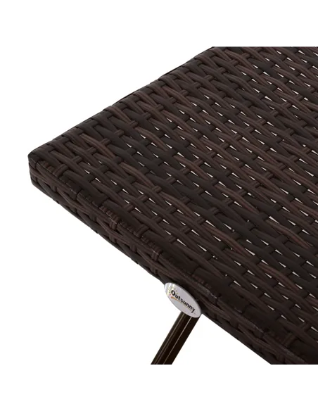 Outsunny Folding Rattan Garden Coffee Table, Small Square Outdoor Bistro Side Table with Rattan Top for Patio, Balcony, Porch, 4