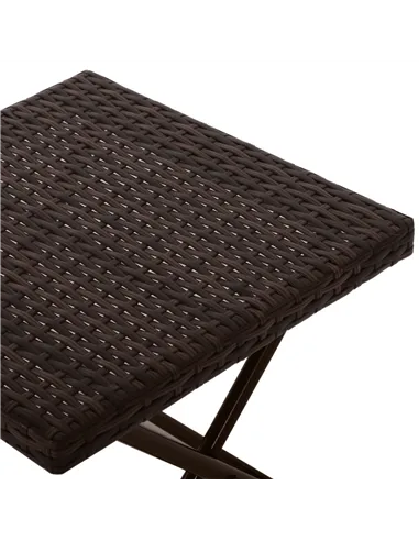Outsunny Folding Rattan Garden Coffee Table, Small Square Outdoor Bistro Side Table with Rattan Top for Patio, Balcony, Porch, 4