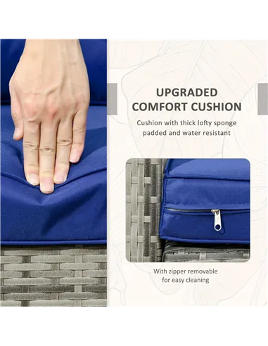 Outsunny 3 Pieces Rattan Bistro Set, Wicker Garden Furniture Set with Storage Coffee Table and Chairs, Thickened Cushions for Ou