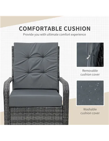 Outsunny 2-Seater Rattan Table Chair Bistro Garden Furniture Set Wicker Table Outdoor Patio