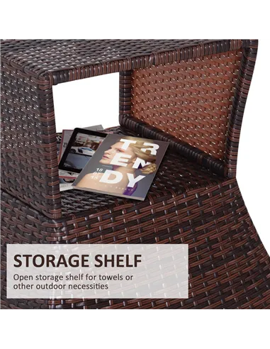 Outsunny Rattan Outdoor Coffee Table, Wicker Garden Patio Bistro Side Table with Umbrella Hole and Storage Space for Balcony, Po