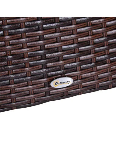 Outsunny Rattan Outdoor Coffee Table, Wicker Garden Patio Bistro Side Table with Umbrella Hole and Storage Space for Balcony, Po