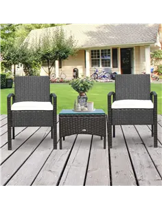 Outsunny 2 Seater Rattan Bistro Set, Steel-Brown 2