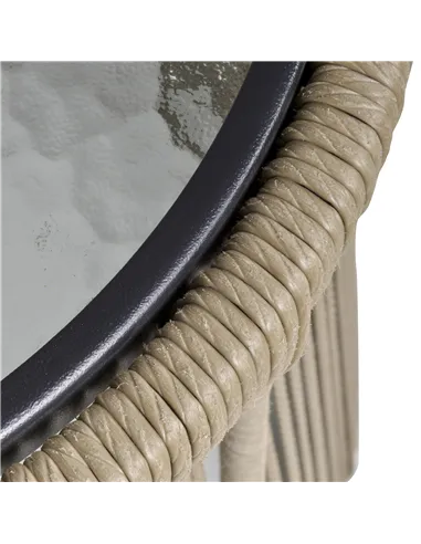 Outsunny 3 Pieces Rattan Bistro Set, Wicker Garden Furniture Set with Cushions, Glass Top Coffee Table and Chairs for Outdoor, P