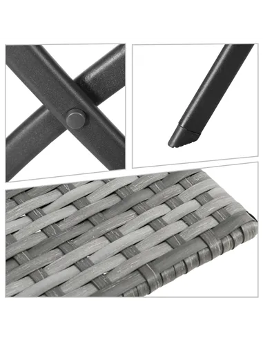 Outsunny 2-Seater Chair Bistro Set Garden Patio Table & Chair Black Rattan Furniture Grey