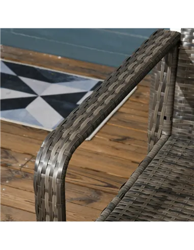 Outsunny 3 Pieces Rattan Bistro Set, Wicker Garden Furniture Set with Storage Coffee Table and Chairs, Thickened Cushions for Ou