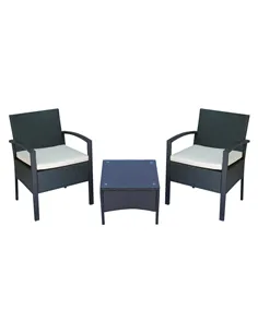 Outsunny 2 Seater Rattan Bistro Set, Steel-Black