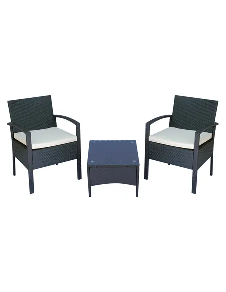 Outsunny 2 Seater Rattan Bistro Set, Steel-Black