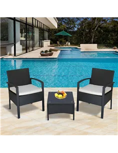 Outsunny 2 Seater Rattan Bistro Set, Steel-Black 2