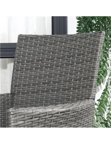 Outsunny 3 Pieces Rattan Bistro Set, Wicker Garden Furniture Set with 2-Tier Coffee Table and Chairs, Washable Cushions, for Out